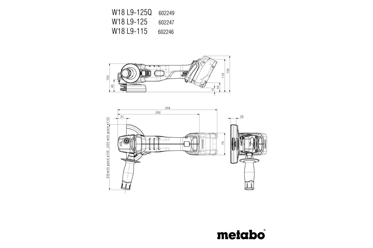 Buy Metabo | Cordless Angle Grinder W 18 L 9-125 | 602247850 from Power Tool Services - Image 9 | Best Price