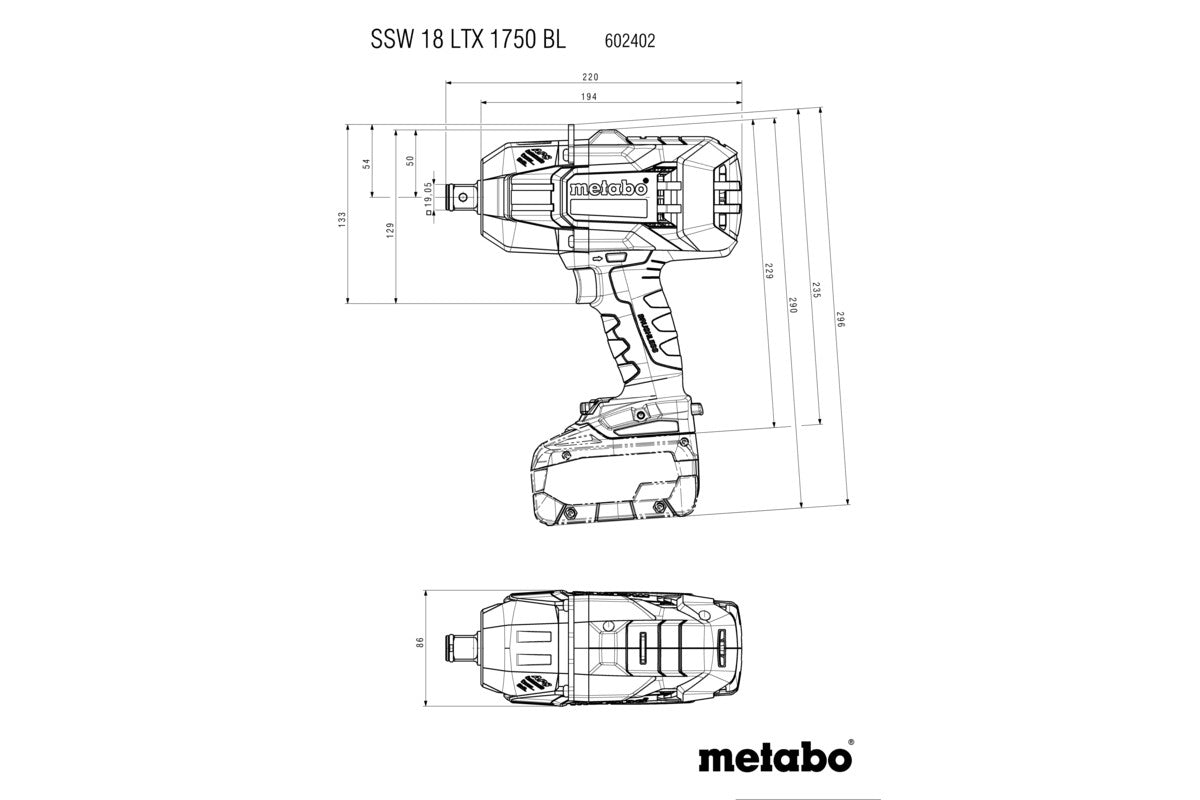 Buy Metabo | Cordless Impact Wrench SSW 18 LTX 1750 BL | 602402840 from Power Tool Services - Image 7 | Best Price