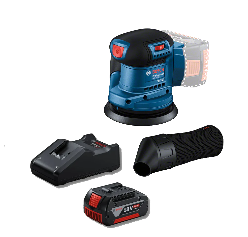 Bosch Professional Cordless Orbital Sander GEX 185 Li 06013A5020 4.0ah Combo - Power Tool Services