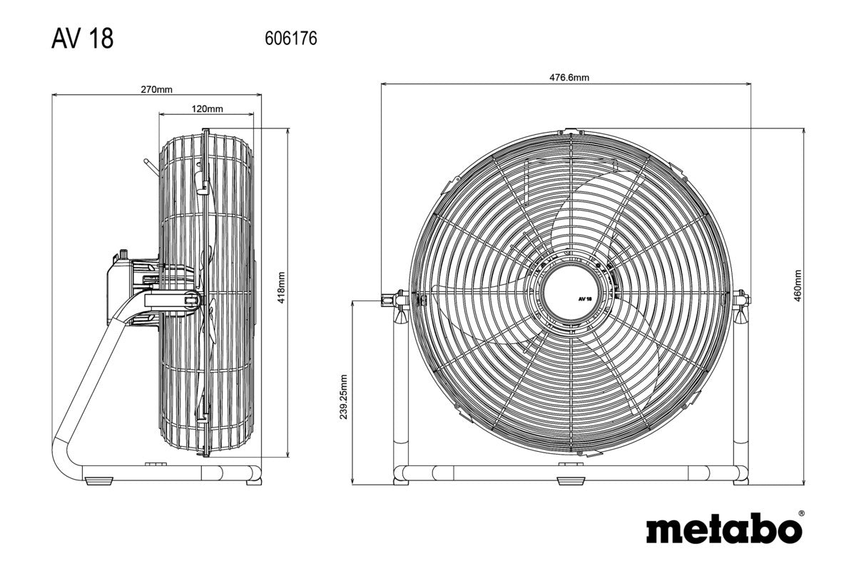 Buy Metabo | Cordless Fan AV 18 | 606176850 from Power Tool Services - Image 3 | Best Price