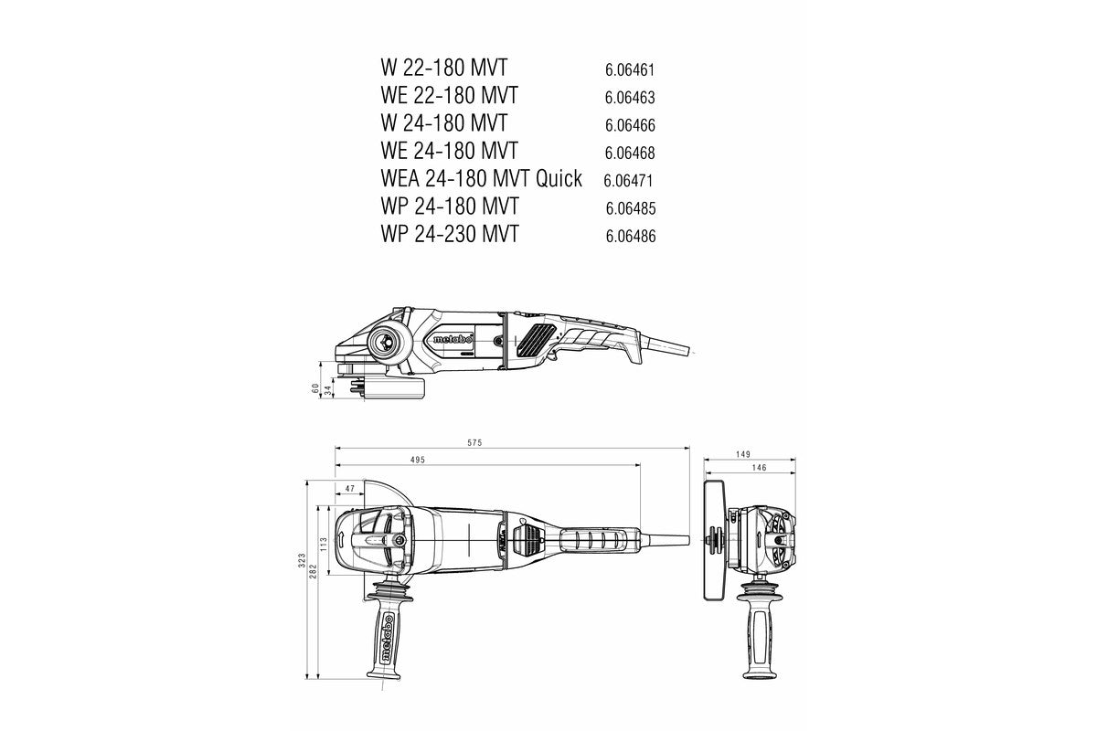 Buy Metabo | Angle Grinder WEPBA 24-180 MVT QUICK | 606480000 from Power Tool Services - Image 5 | Best Price