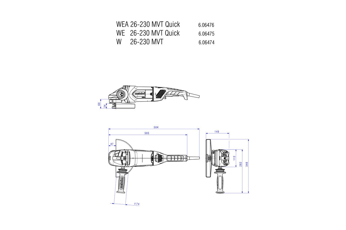 Buy Metabo | Angle Grinder W 26-230 MVT | 606474000 from Power Tool Services - Image 5 | Best Price