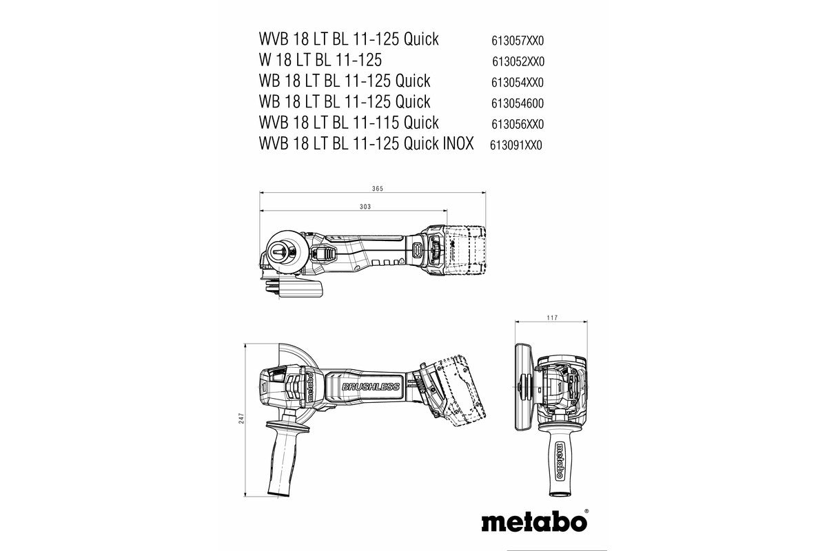 Metabo Cordless Angle Grinder W 18 LT BL 11-125 613052840