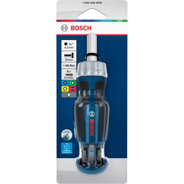 Bosch Stubby Bit Ratchet Screwdriver with Magazine, 6 pcs 1600A039PW