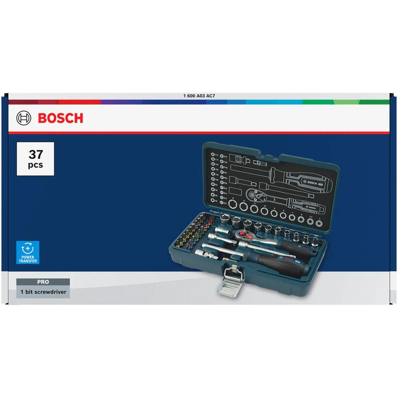 Bosch 1/4" Ratchet Set, 37 pcs 1600A03AC7 - Image 1