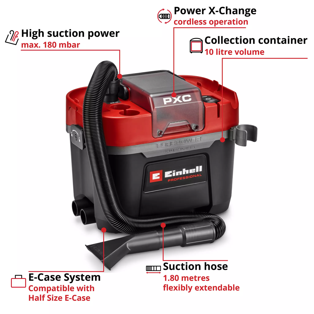 Einhell Cordl. Wet/Dry Vacuum Cleaner TP-VC 18/10 Li BL L-Solo