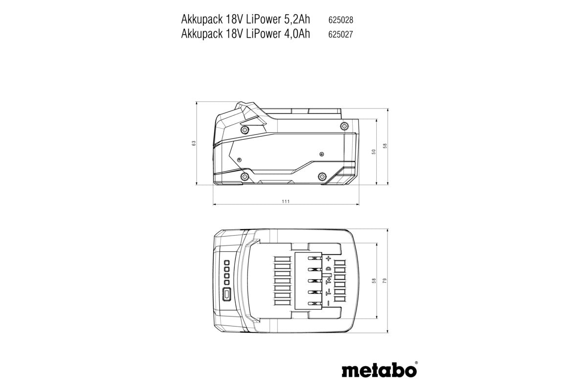 Metabo | Lipower Battery Pack 18 V - 5.2 Ah (625028000)