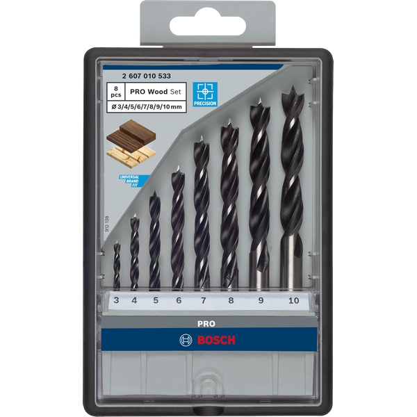Bosch PRO Wood Brad Point Drill Bit Set, 8 pcs 2607010533 1 - Power Tool Services
