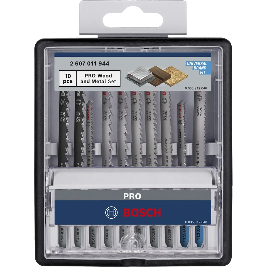 Bosch PRO Wood and Metal Jigsaw Blade Set, 100 mm, 10 pcs