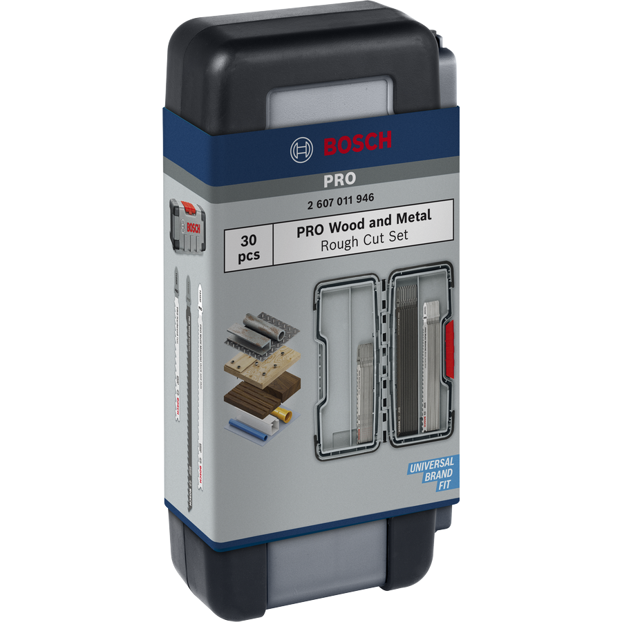 Bosch PRO Jigsaw Blade Set Wood and Metal Rough Cut Set, 100 mm, 30 pcs 2607011946