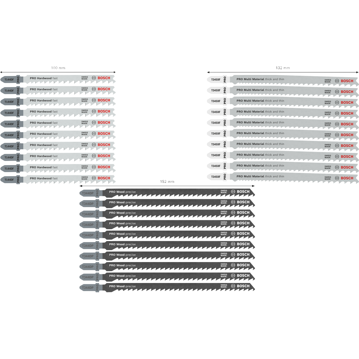 Bosch PRO Jigsaw Blade Set Wood and Metal Rough Cut Set, 100 mm, 30 pcs 2607011946