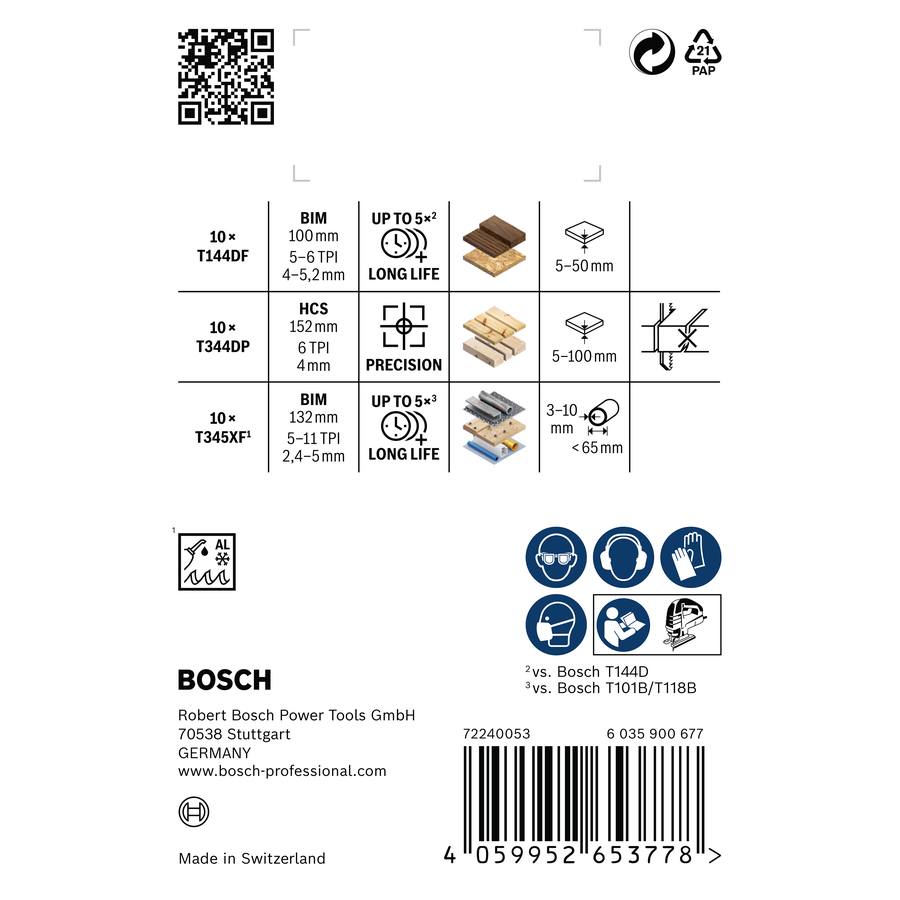 Bosch PRO Jigsaw Blade Set Wood and Metal Rough Cut Set, 100 mm, 30 pcs 2607011946