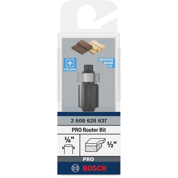 Bosch PRO Router Bit Bottom Bearing Flush Trim, Ø 1/2″ x L 1/2″, Shank 1/4″ 2608628637 1 - Power Tool Services