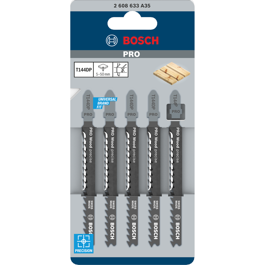 Bosch PRO Jigsaw Blades HCS T 144 DP Precision for Wood 5 Pack 2608633A35 1 - Power Tool Services