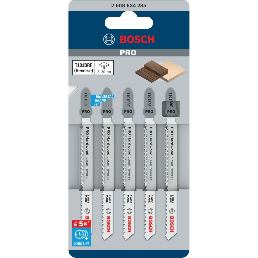 Bosch PRO Jigsaw Blades T 101 BRF Clean for Hard Wood 5 Pack 2608634235 1 - Power Tool Services