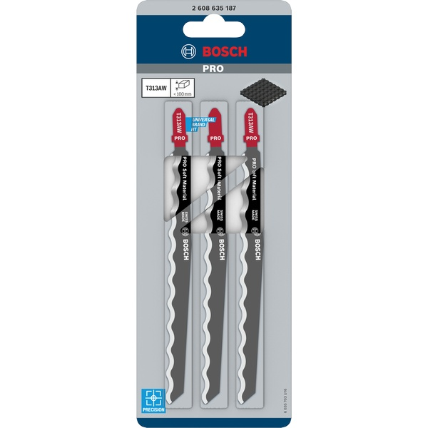 Bosch PRO Soft Material T313AW Jigsaw Blade, 152 mm, 3 pcs 2608635187 1 - Power Tool Services