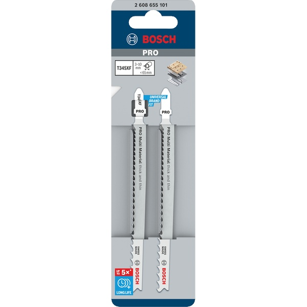 Bosch PRO Multi Material thick and thin T345XF Jigsaw Blade, 132 mm, 2 pcs 2608655101 1 - Power Tool Services