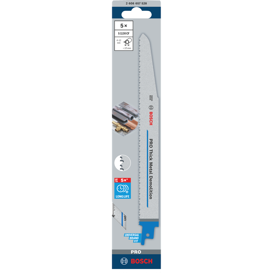 Bosch PRO Thick Metal Demolition S1130CF Blade, 1.6 x 22 x 225 mm, 5 pcs 2608657528 1 - Power Tool Services
