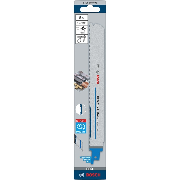 Bosch PRO Thick Metal precise S1137HBF Blade, 1.1 x 25 x 225 mm, 5 pcs 2608658998 1 - Power Tool Services