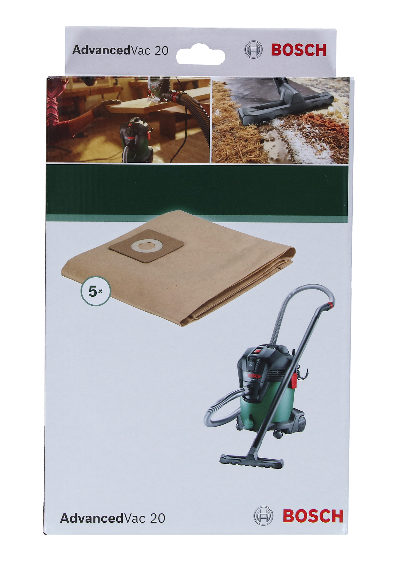 Bosch Paper dust bag (Pack of 5) for AdvancedVac 20 2609256F33 1 - Power Tool Services