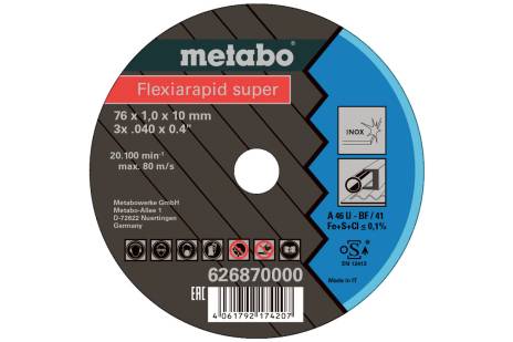 Buy Metabo | 5 Flexiarapid Super 76X1.0X10.0 Mm Inox, Tf 41 (626870000) from Power Tool Services - Image 1 | Best Price