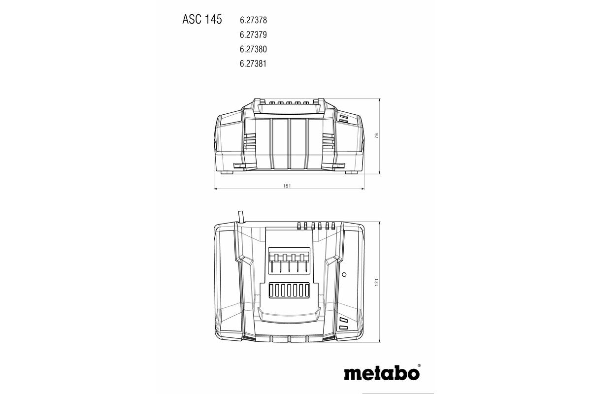 Buy Metabo | Quick Charger Asc 145 , 12-36 V, "Air Cooled", Eu (627378000) from Power Tool Services - Image 2 | Best Price