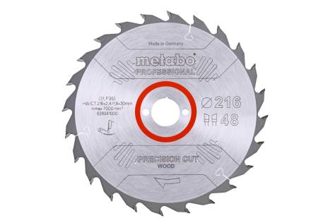 Buy Metabo | Saw Blade "Precision Cut Wood - Professional", 216X30, Z48 Wz 5° Neg. (628041000) from Power Tool Services - Image 1 | Best Price