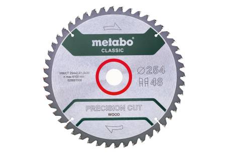 Buy Metabo | Saw Blade "Precision Cut Wood - Classic", 254X30, Z48 Wz 5°Neg. (628061000) from Power Tool Services - Image 1 | Best Price