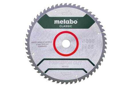 Buy Metabo | Saw Blade "Precision Cut Wood - Classic", 305X30, Z56 Wz 5° Neg (628064000) from Power Tool Services - Image 1 | Best Price