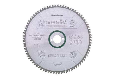 Buy Metabo | Saw Blade "Multi Cut - Professional", 254X30, Z80 Fz/Tz, 5°Neg. (628223000) from Power Tool Services - Image 1 | Best Price