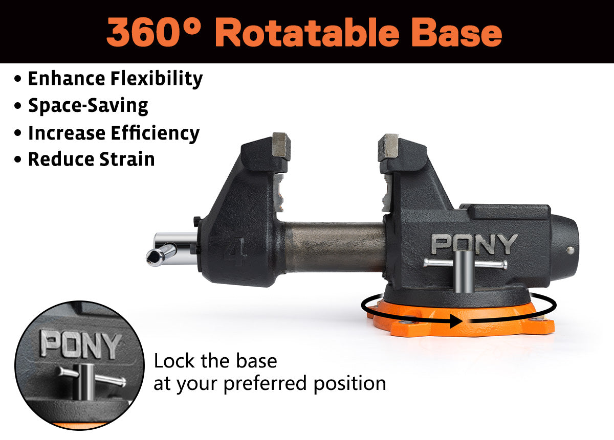 Pony 100mm (4') Pro Heavy-duty Swivel Base Bench Vise