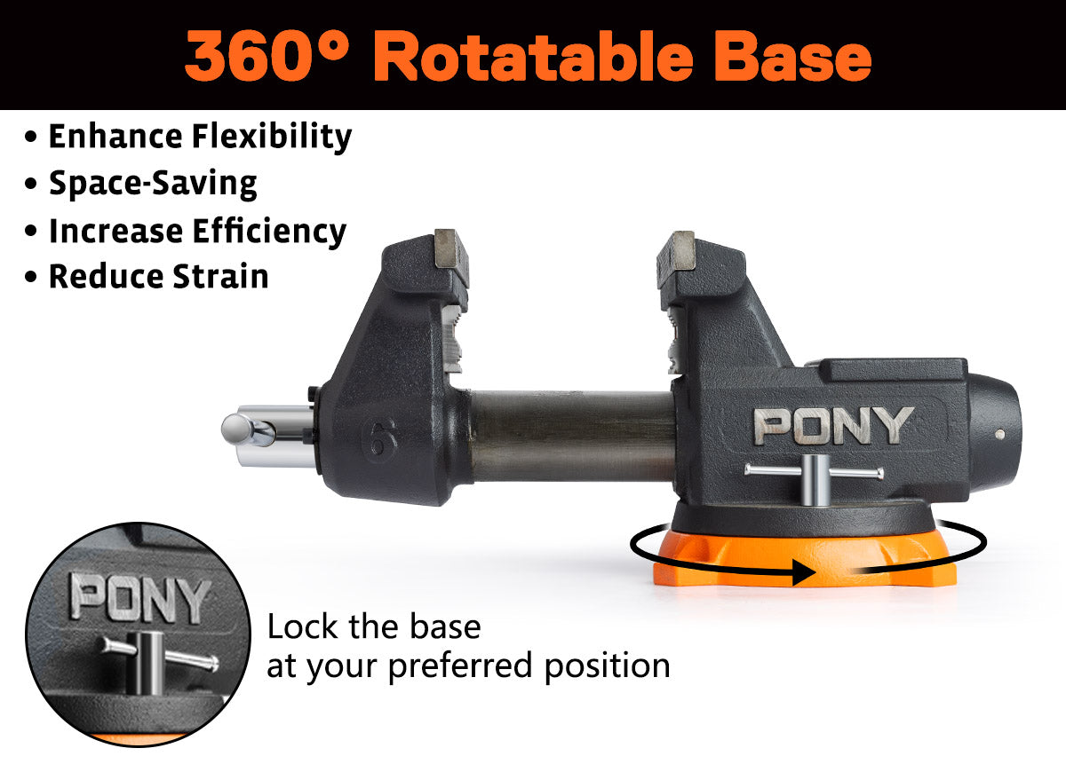 Pony 150mm (6') Pro Heavy-duty Swivel Base Bench Vise