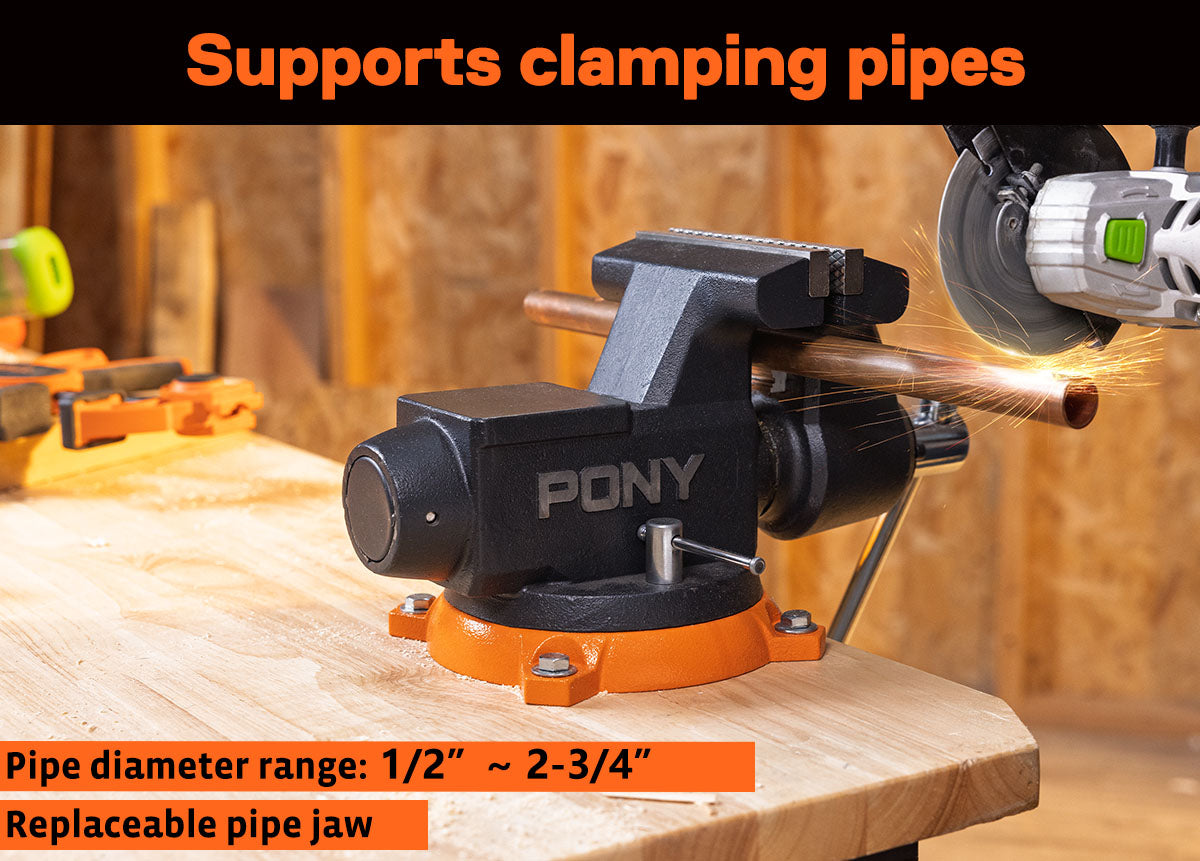 Pony 150mm (6') Pro Heavy-duty Swivel Base Bench Vise