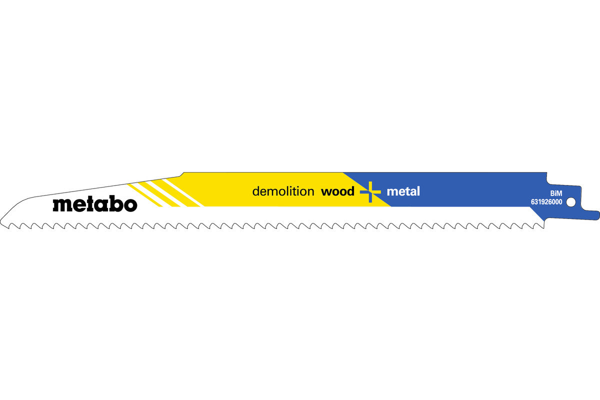 Buy Metabo | 5 Sabre Saw Blades "Demolition Wood + Metal" 225 X 1.6 Mm (631926000) from Power Tool Services - Image 2 | Best Price