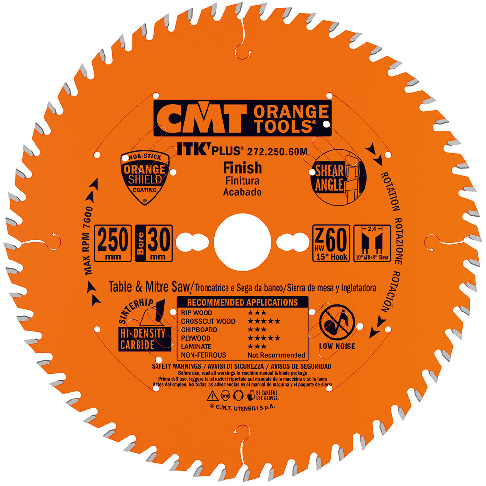 CMT Circular Saw Blade HM 250 x 2.4/1.6 x 30 mm, Z=60 272.250.60M