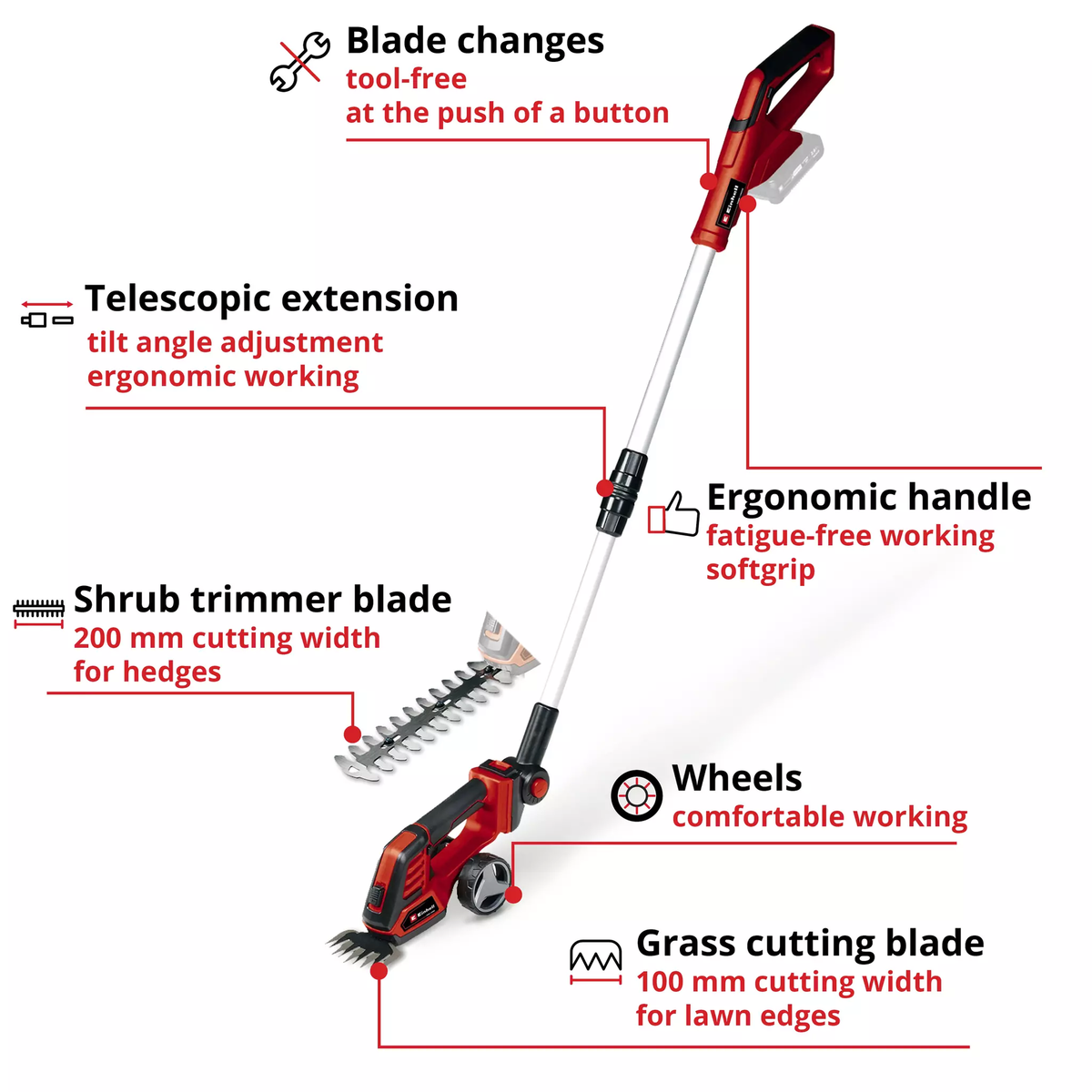 Einhell Cordless Grass- and Bush Shear GE-CG 18/100 Li T-Solo