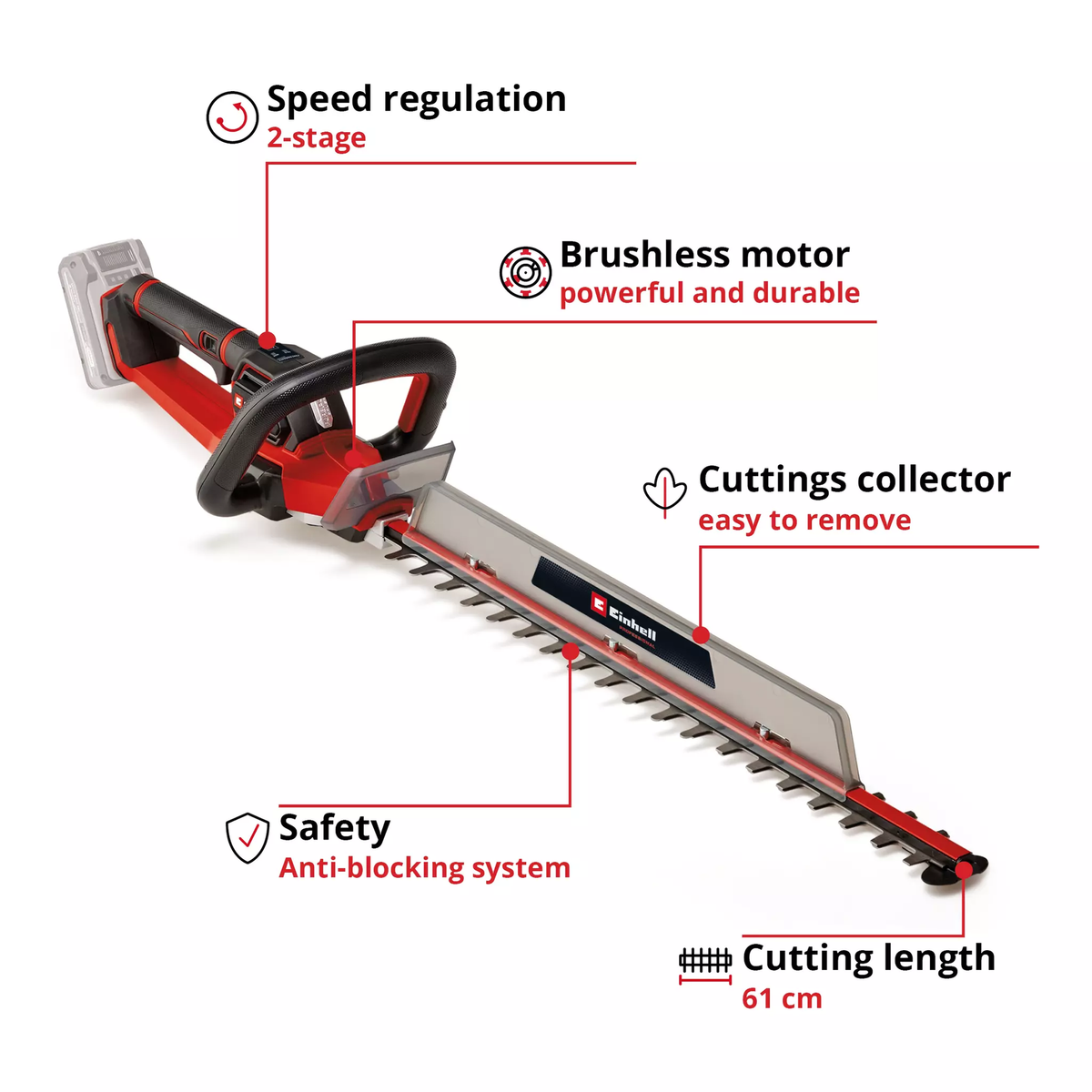 Einhell Cordless Hedge Trimmer GP-CH 18/61 Li BL-Solo