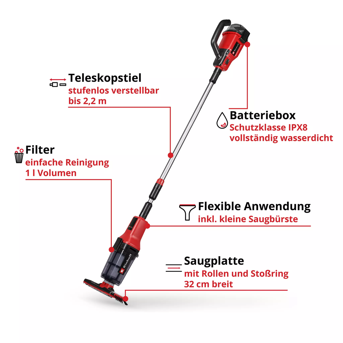 Einhell Cordless Pool Cleaner GE-PV 18/42 Li T-Solo