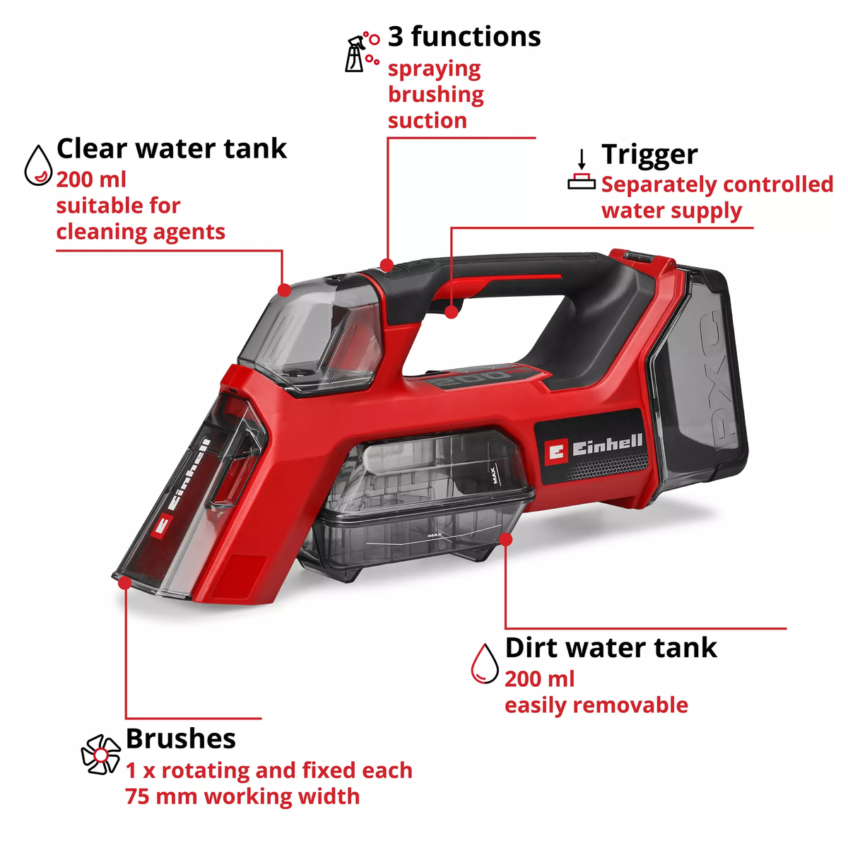 Einhell Cordless Spot Cleaner TE-SCL 18/200 Li-Solo