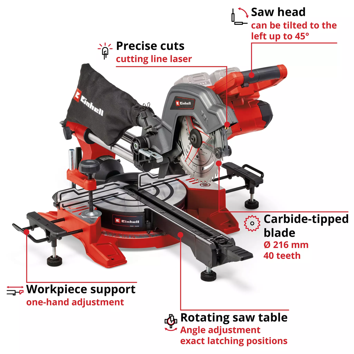 Einhell Cordless Sliding Mitre Saw TE-SM 36/8 L Li-Solo