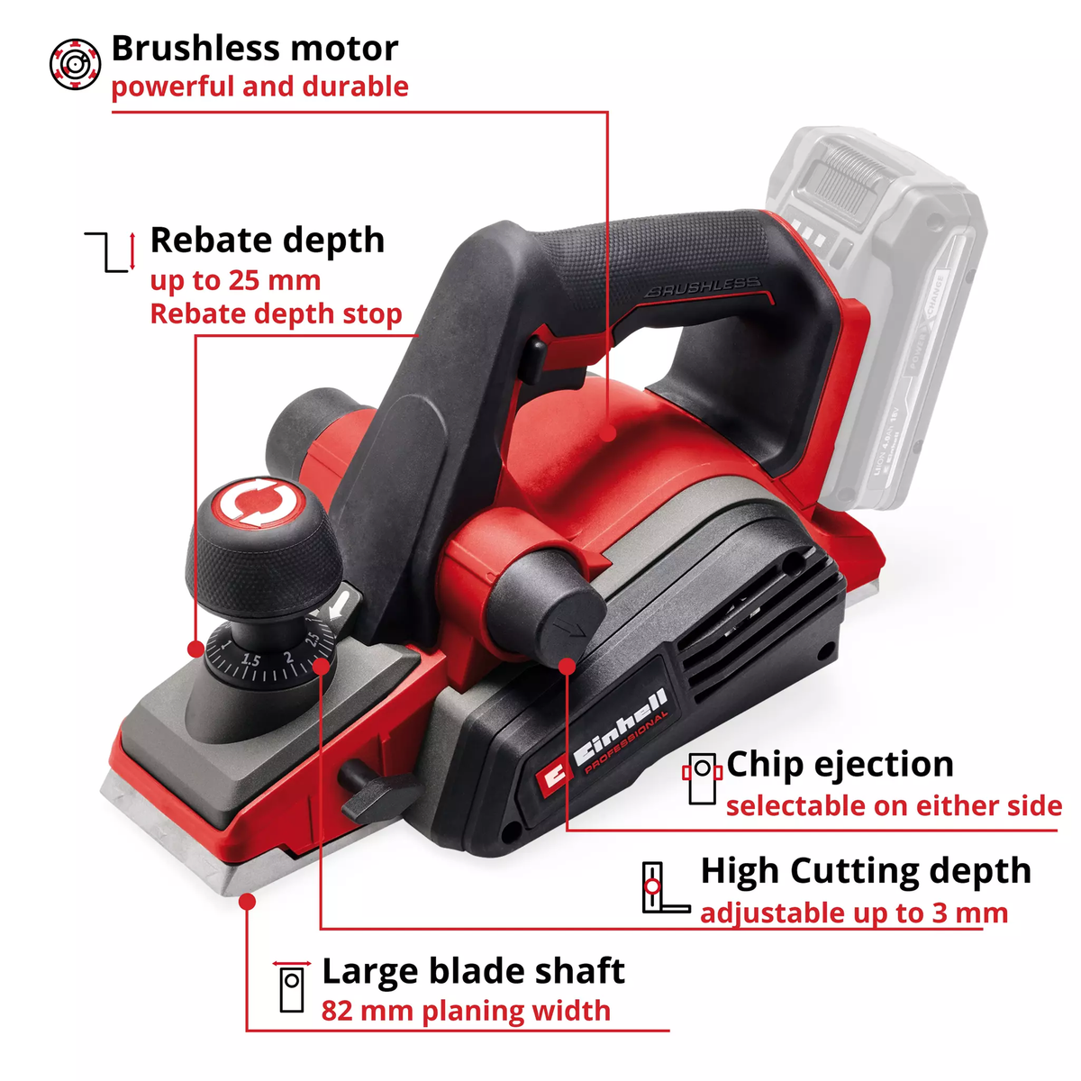 Einhell Cordless Planer TP-PL 18/3 Li BL - Solo