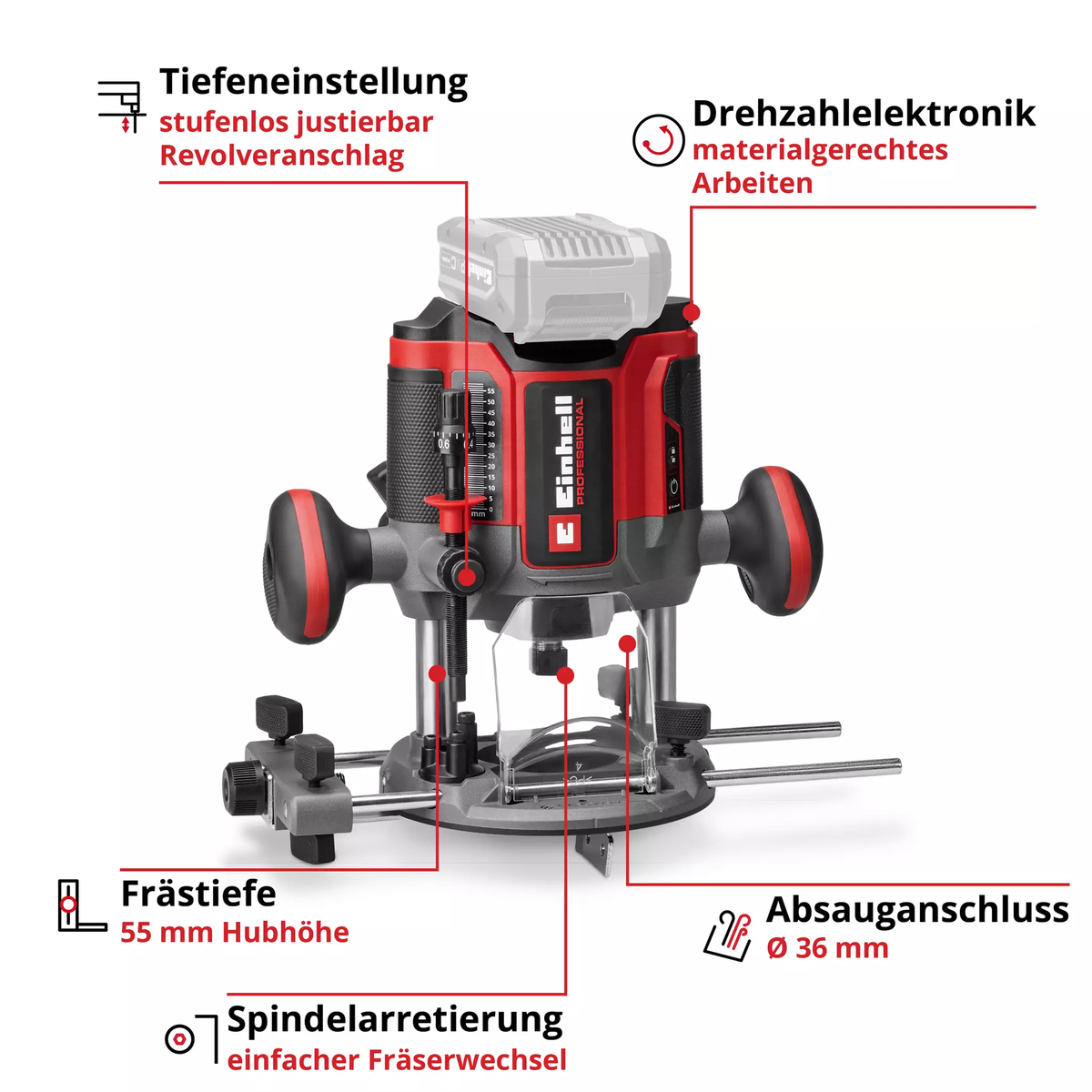 Einhell Professional Cordless Router TP-RO 18/55 Li BL - Solo