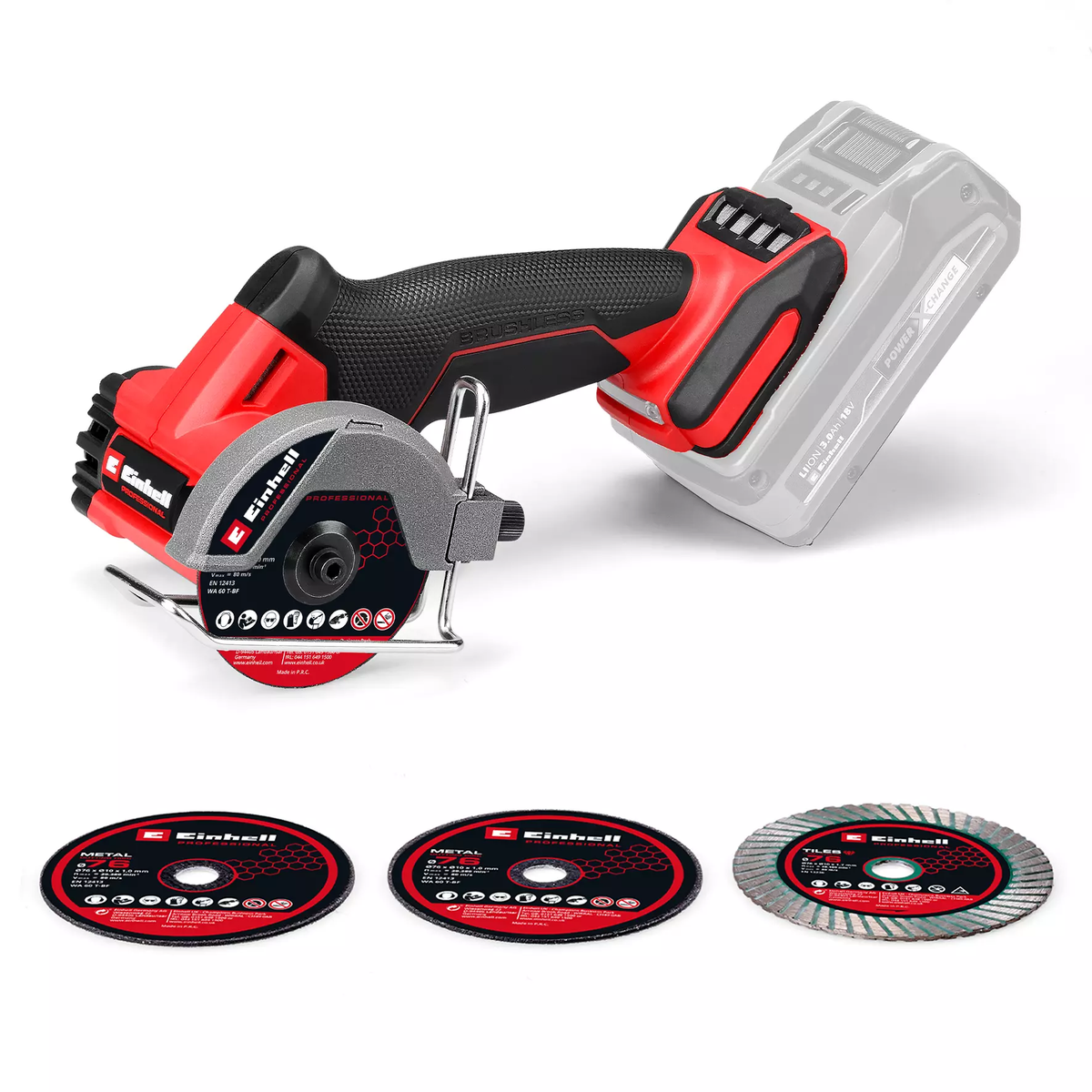 Einhell Cordless Cut-Off Grinder TP-CO 18/76-C Li BL - Solo