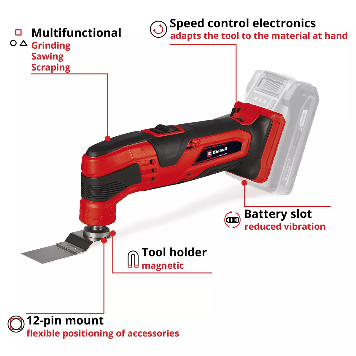 Einhell Cordless Multifunctional Tool TC-MG 18 Li-Solo