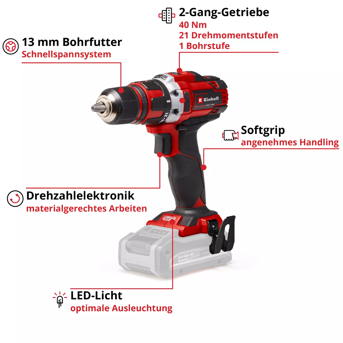Einhell Cordless Drill TE-CD 18/40 Li-Solo