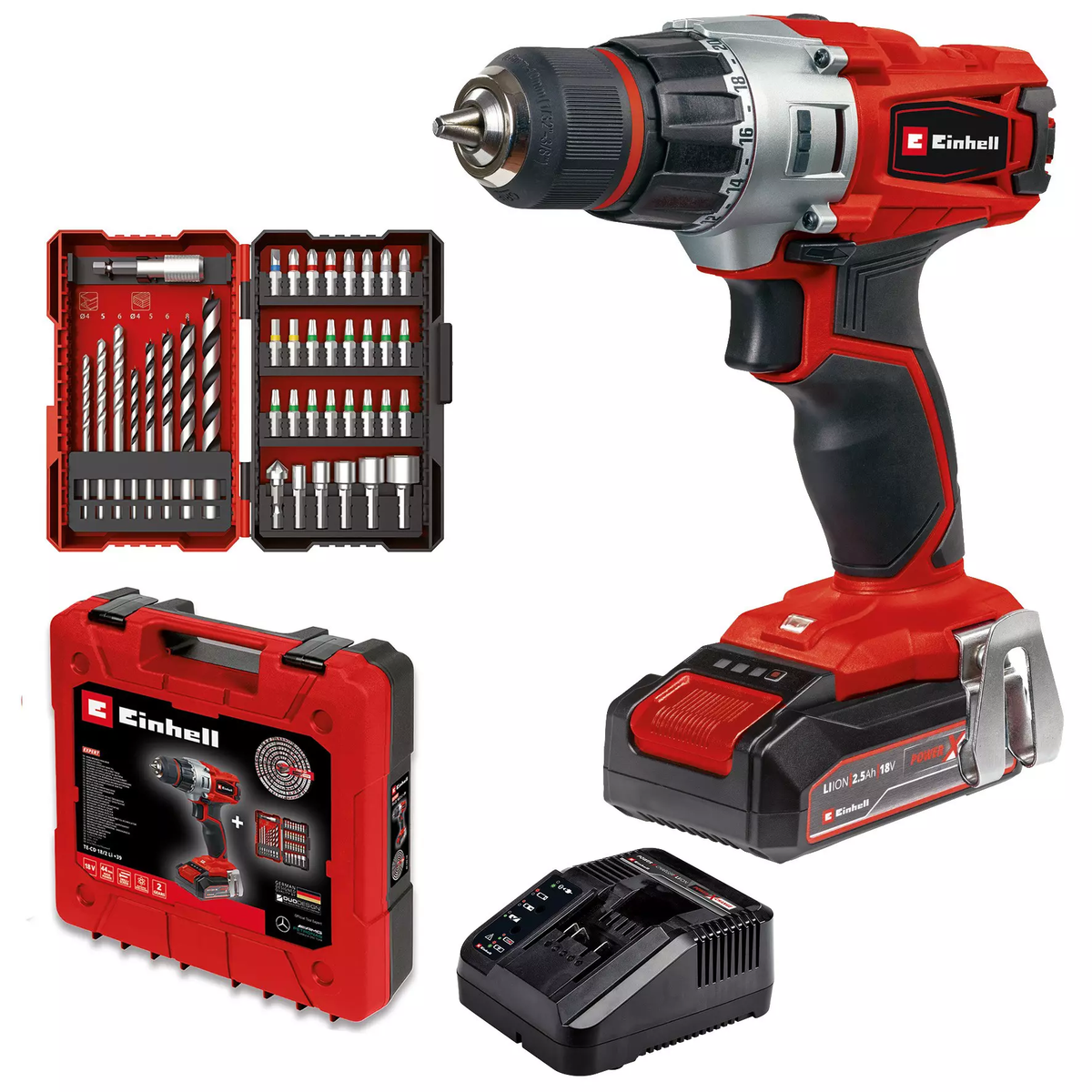 Einhell Cordless Drill TE-CD 18/2 Li +39 (1x2,5 Ah)