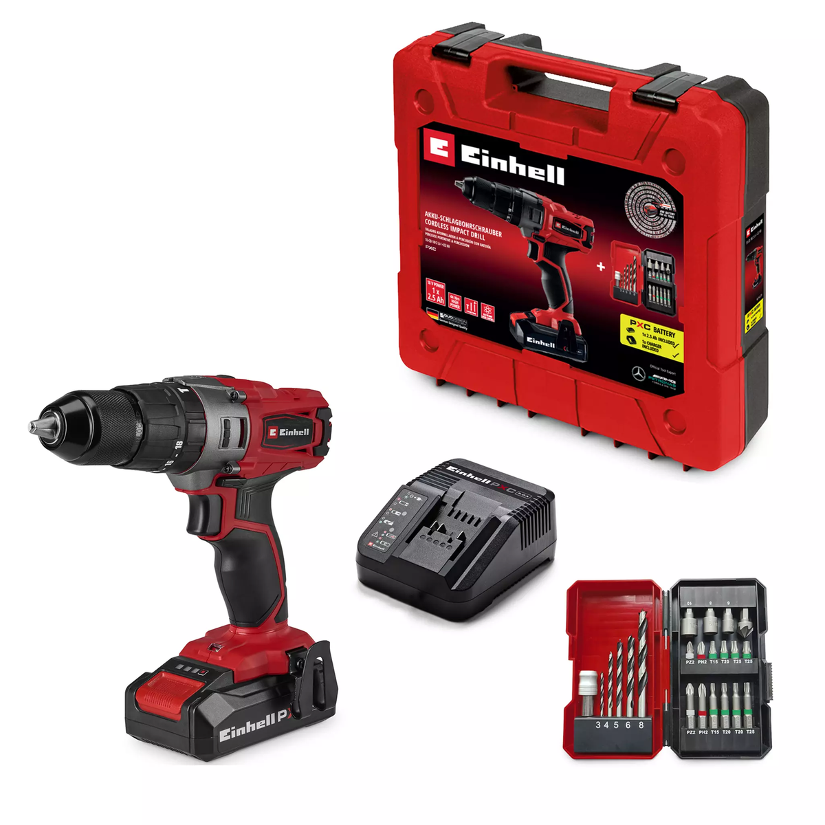 Einhell Cordless Impact Drill TE-CD 18/2 Li-i +22 (1x2,5 Ah)
