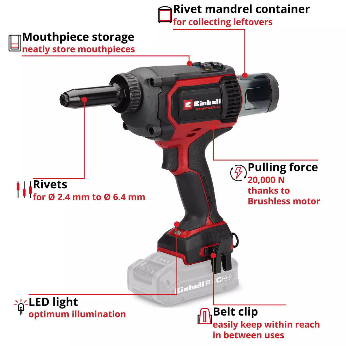 Einhell Cordless Rivet Gun TP-RG 18/30 Li BL - Solo