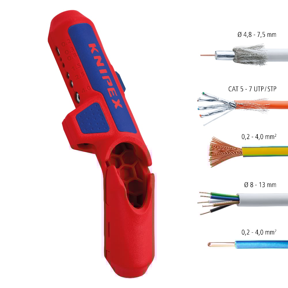 KNIPEX ErgoStrip Universal Stripping Tool For right-handers 16 95 01 SB 5 - Power Tool Services