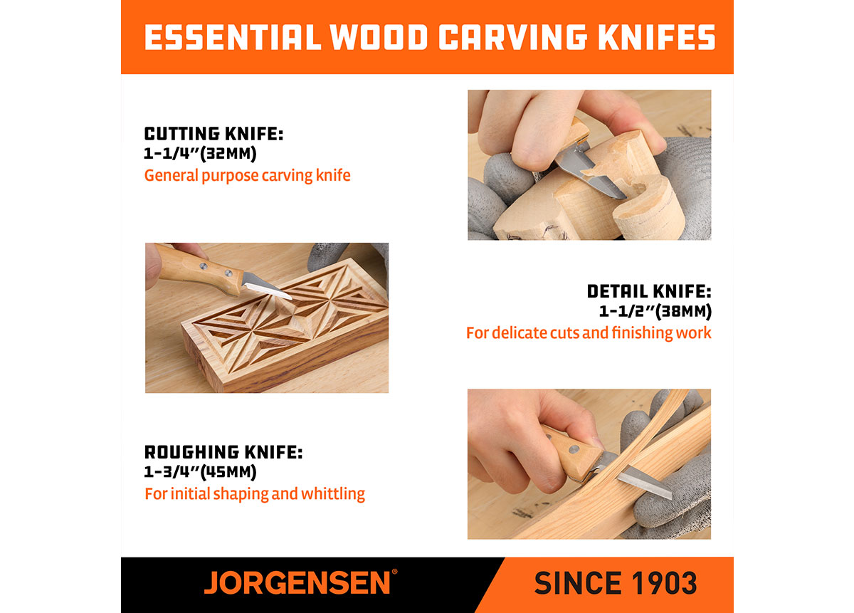 Jorgensen 3pc Whittling Knife Set 7 - Power Tool Services
